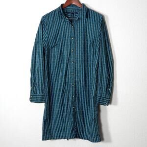 Tommy Hilfiger Nautical Print Shirt Dress Blue L Coastal Preppy Style